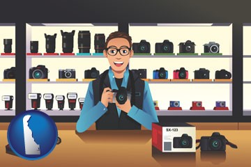 a camera shop - with Delaware icon