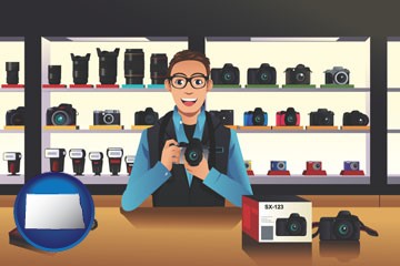 a camera shop - with North Dakota icon