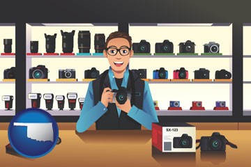 a camera shop - with Oklahoma icon