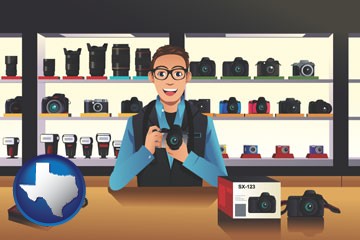 a camera shop - with Texas icon