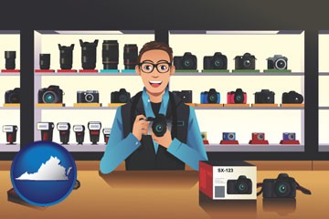 a camera shop - with Virginia icon