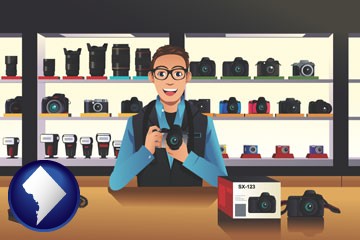 a camera shop - with Washington, DC icon