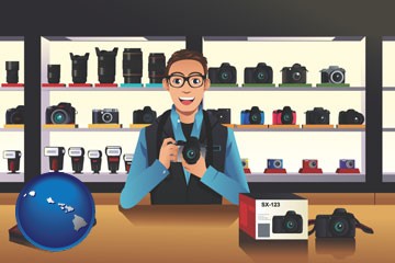 a camera shop - with Hawaii icon