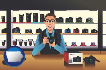 a camera shop - with Iowa icon