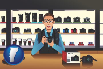 a camera shop - with Vermont icon